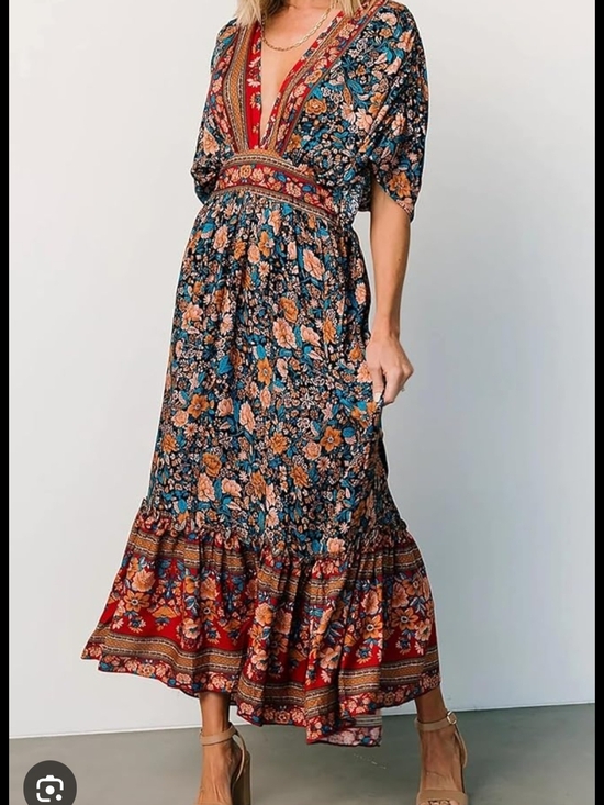 Baltic Born Dresses & Skirts - Boho Floral Maxi Dress in Navy and Rust